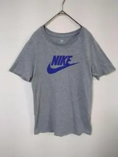ナイキ　NIKE　Tシャツ　レディースM相当　グレー　紫ロゴ　綿　プリント