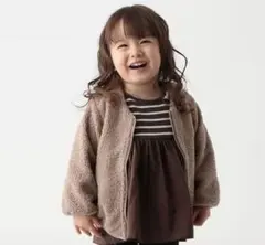 petit main ボアジャケット モカ 90cm 女の子 男の子 ベージュ