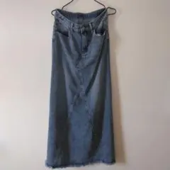 ブルーデニム超ロング丈スカート