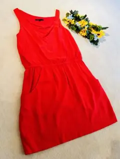 theory セオリー アシンメトリー 赤 ミニワンピース