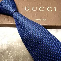 【✨美品✨】GUCCI グッチ ネクタイ ソリッド系 ブルー ハイブランド