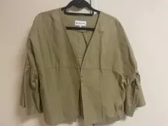 【美品：未使用】GLOBAL WORK ノーカラージャケット ベージュ Mサイズのサムネイル