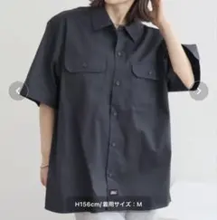 Dickies チャコールグレー￼ 半袖ワークシャツ XL