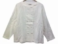 麻100 ジャケットブラウス 白のサムネイル