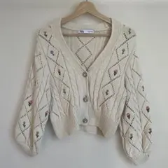 ZARA ケーブルニット カーディガン S
