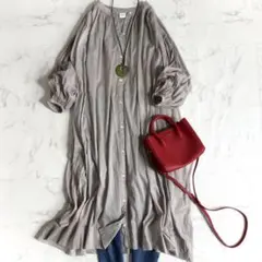 美品＊アーバンリサーチドアーズ コットンボイルギャザーワンピース S ベージュ