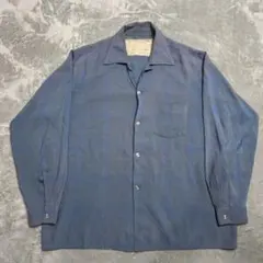 美品 50〜60s pilgrim カスリ レーヨンシャツ ブルーグレー 開襟