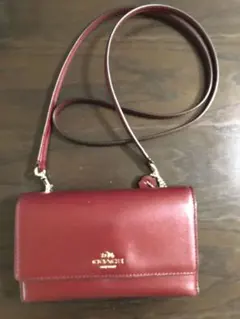 コーチCOACH フォーン クロスボディー スムース レザー ワイン