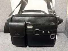 ブラック レザー風 ショルダーバッグ