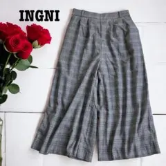 INGNIイングガウチョパンツ Mサイズ チェック 大人カジュアル グレー