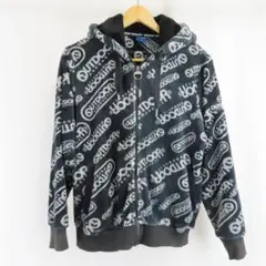 OUTDOOR ロゴ 総柄 プリント フリース ジップ パーカー M レディース