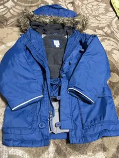 青いダウンコート フード付き　gap