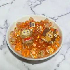 オレンジ系 ハンドメイド用 ビーズパーツセット