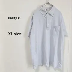 UNIQLO ドライシャツカラー　ポロシャツ　XL 半袖　ブルー　ボタンダウン