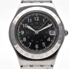 Working condition Swatch men's watch, black dial.