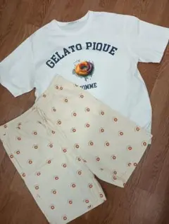 美品　GELATO PIQUE ジェラートピケ　Tシャツ&ハーフパンツ ドーナツのサムネイル