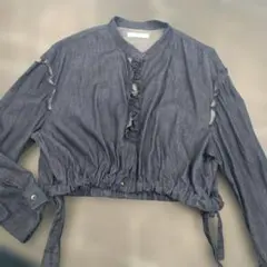 MOUSSY デニムジャケット フリル ノーカラーのサムネイル