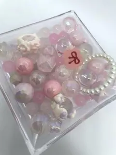 かんつきアクリルビーズ　ピンク30個セット/夜光バラおまけ キーホルダー リース