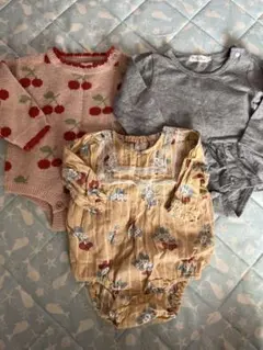 ロンパースセット（チェリー柄・花柄・グレー）