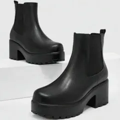 サンドゴアブーツ 靴 シューズ 黒 ブラック 厚底ブーツ ヒール 厚底