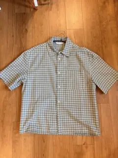 40 ZARA チェック柄 半袖シャツ グリーン系のサムネイル