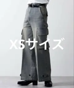 【CLEL】M-47 タイプ ミリタリー フレアカーゴパンツ　ベージュ系　XS