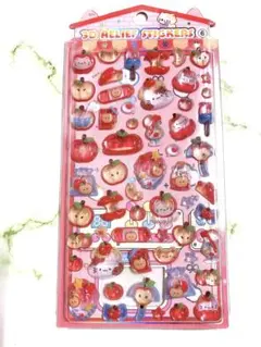 ボンボンドロップ　3D シール　立体　りんご　猫