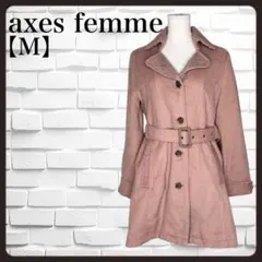 【美品】アクシーズファム チェスターコート ピンク M ベルト付 レース襟