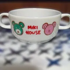 MIKI HOUSE 陶器　両手持ち手付きスープカップ　皿　新品のサムネイル