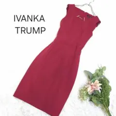 IVANKA TRUMP ワンピース 赤 タイト ゴールド ノースリーブ ドレスのサムネイル