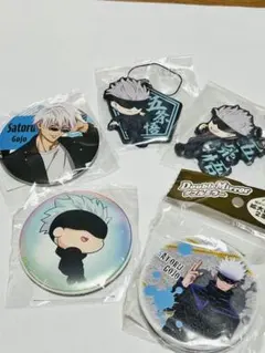 五条悟 クジ 缶バッジ、ダブルミラー、ラバスト5個セット