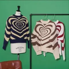 SHAGGIE ハート柄オーバーサイズプルオーバーウール混ニット