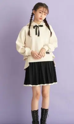 メゾピアノジュニア 裾ラインニットプリーツスカート 150㎝