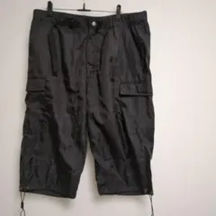 黒 カーゴショートパンツ　ハーフパンツ　 ウエスト調整可能　GU