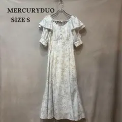 MERCURYDUO ラッフルオープンスリーブフラワーワンピース アイボリー S