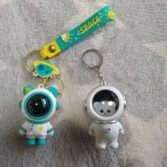 宇宙飛行士 アニマル キーホルダー 2個セット
