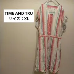 TIME AND TRU ストライプ 半袖 ワンピース XL