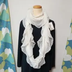 【タグ付き】　スヌード　ストール　マフラー　白