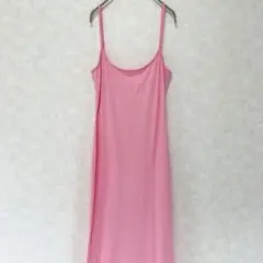 キャミソールワンピース レディース M ピンク ロングワンピース 無地 古着