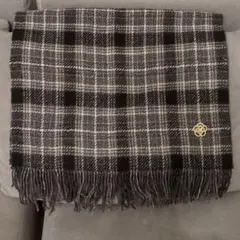 クレイサス　ウール100%チェック柄ラメ入りフリンジマフラー　リバーシブル
