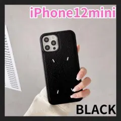 【iPhone12mini】スマホケース おしゃれ 黒 レザー刺繍 韓国シンプル