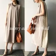 Audrey and John Wad 異素材切替 クルーネックロングワンピース