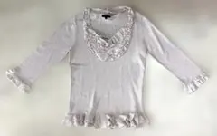 【美品】TO BE CHIC★ピンクラメ六分袖セーター シルクⅡ 付け襟のサムネイル