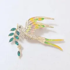 揺れる葉っぱと鳥のブローチ・彩り バード a2-3072