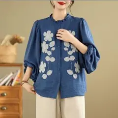 3カラー展開 綺麗め パフスリーブ ブラウス 刺繍 カジュアル 早い者勝ち