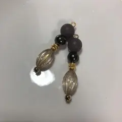 ピアス イヤリング❤︎マットパープルとクリアビーズ   No.378