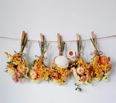 たっぷりミモザのボリューム小花のドライフラワーガーランド