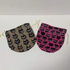 クロネコ まん丸巾着袋