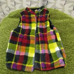 ボア　フリース　チェック柄ベスト