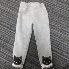 猫デザイン グレー ロングパンツ